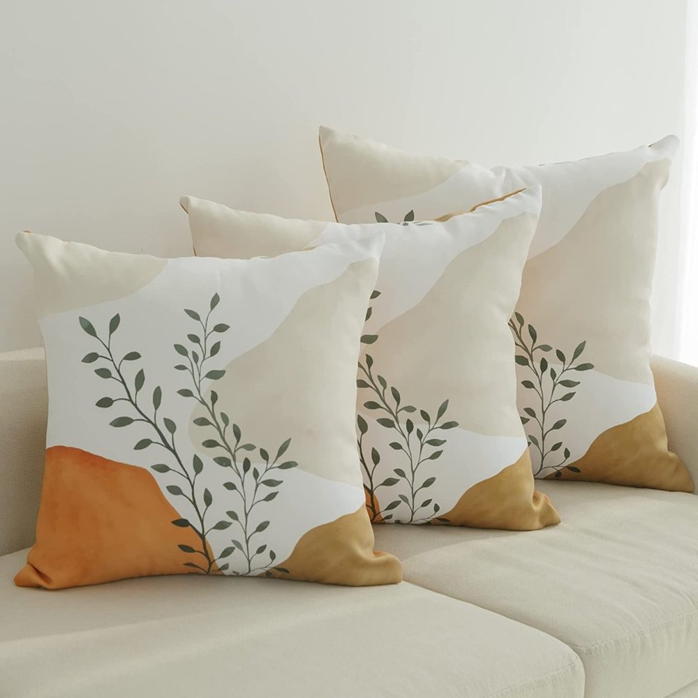 Set of 2 Boho Throw Pillow Covers 18x18 Inches Mid Century Modern Art Cushion